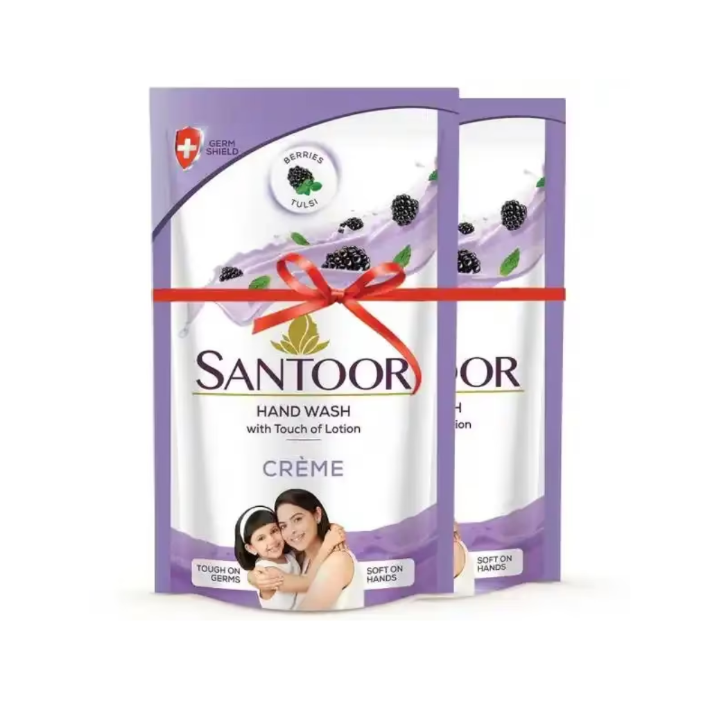 Santoor Creme Hand Wash - Berries & Tulsi 180 ml (Pack of 2)