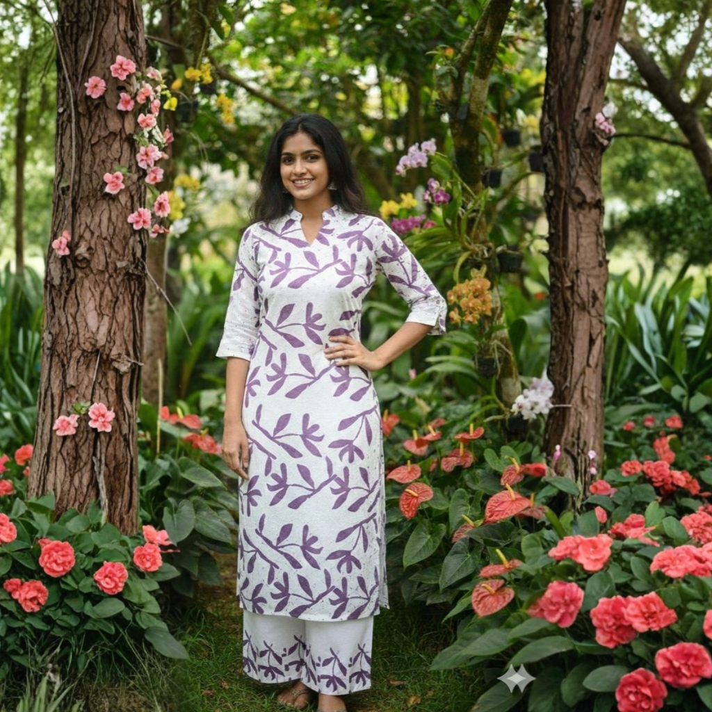 KURTI A-NK(with lining hakoba codeset)FLORAL WHISPER KURTI