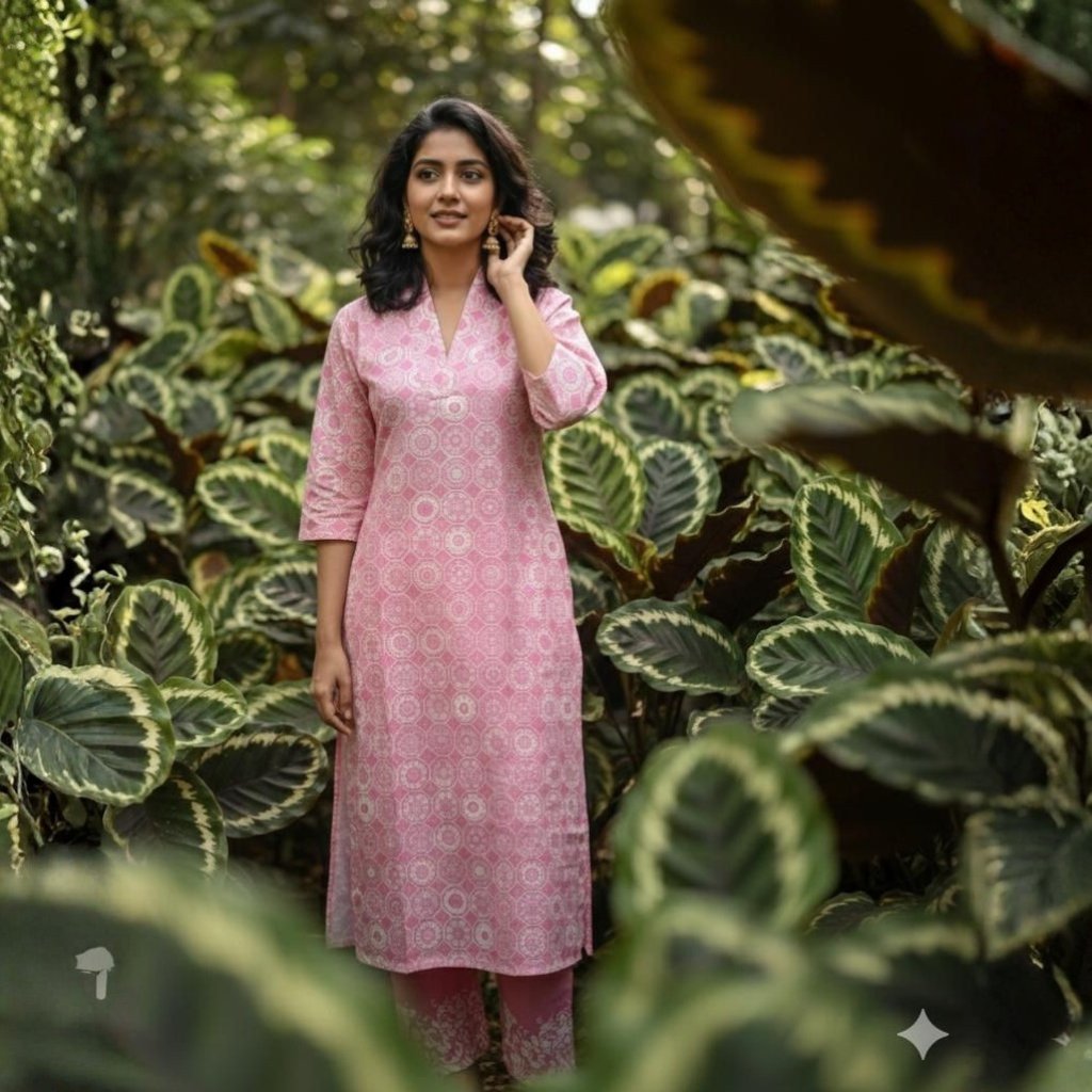 KURTI A-NJ (with lining hakoba codeset) PINK WHISPER