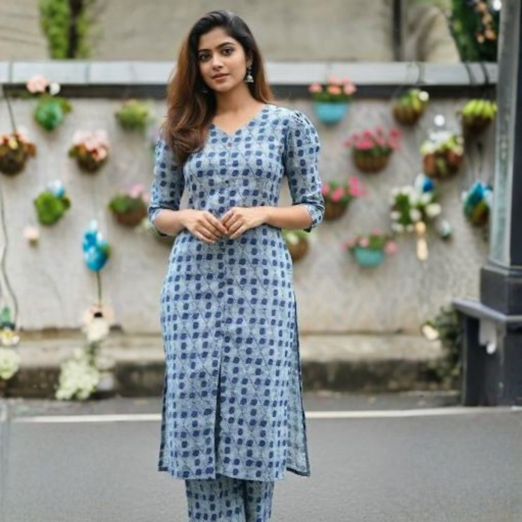 KURTI A- NC (with lining code set)INDIGO MIST ELEGANCE
