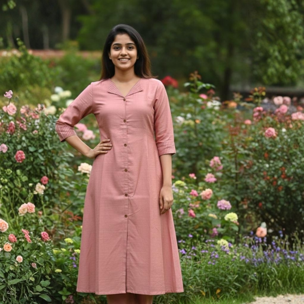 BLUSH BLOOM KURTI ( WITH LINING A LINE )