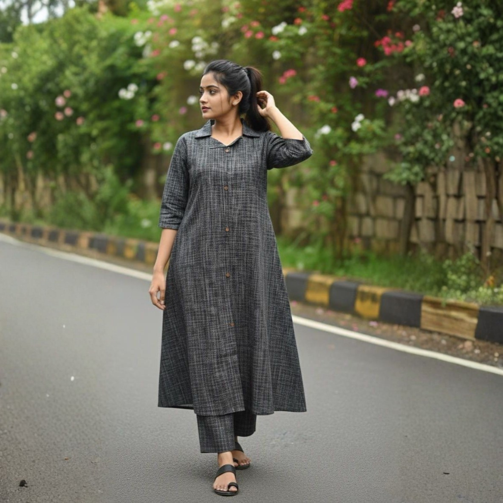 KURTI A-LB (with lining code set) CHARCOAL ELEGANCE