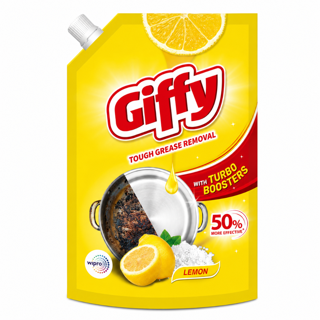 Giffy Liquid Dishwash Gel 900ml | Lemon and Active Salt