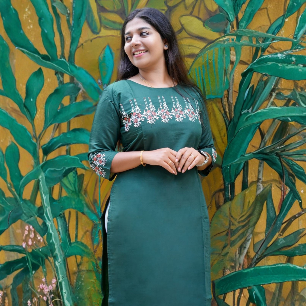 EMERALD GREEN KURTI ( WITH LINING )
