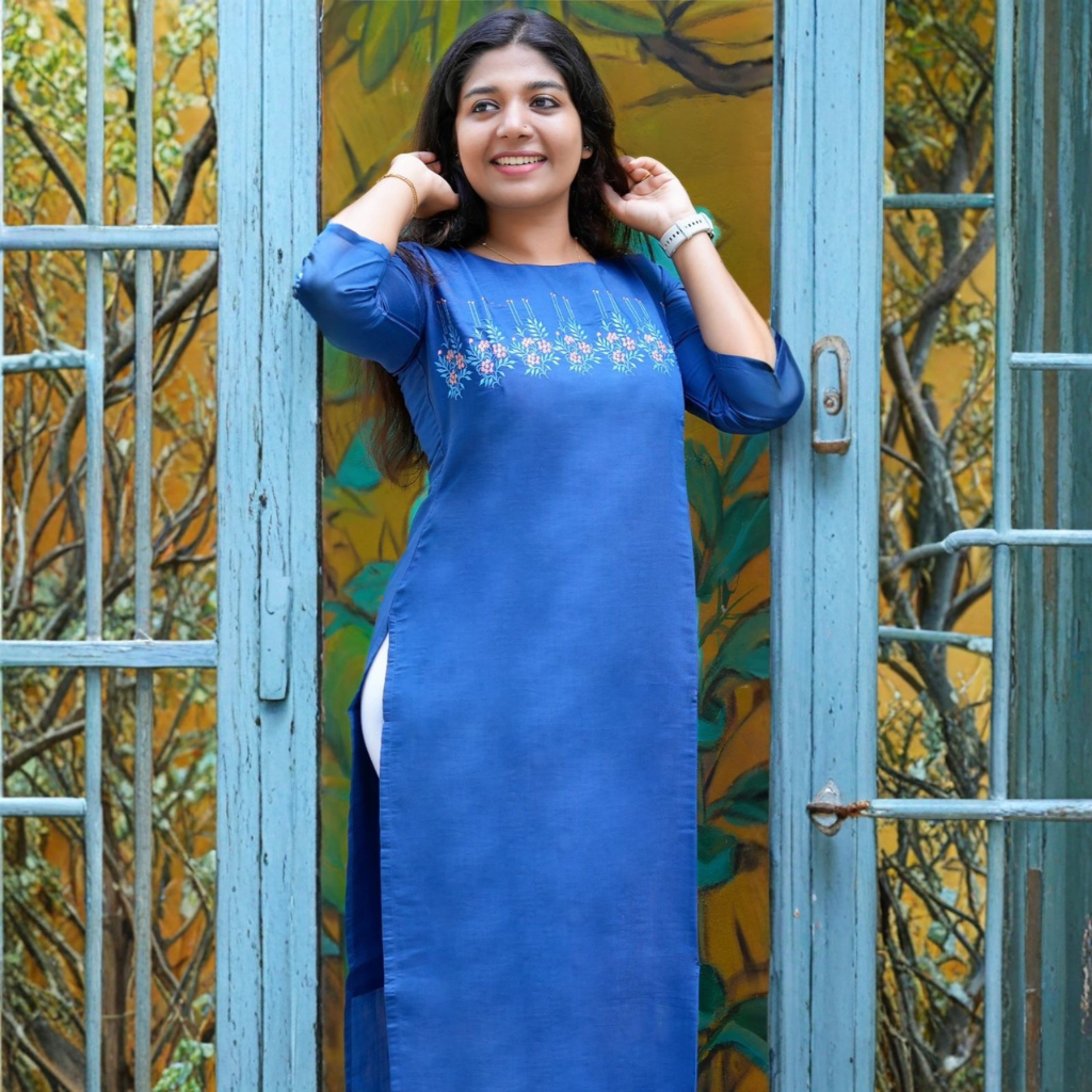 COBLT BLUE KURTI ( WITH LINING )