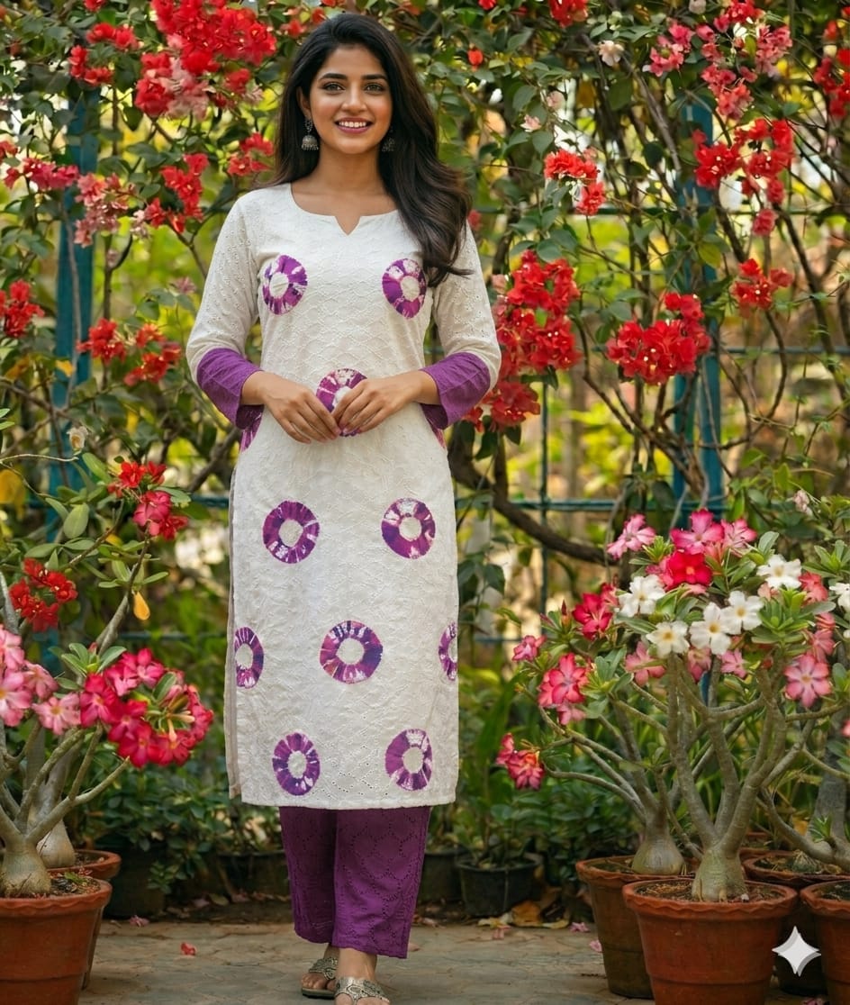 KURTI A-NL(Top&bottom with lining hakoba codeset) LAVENDER BLOOM