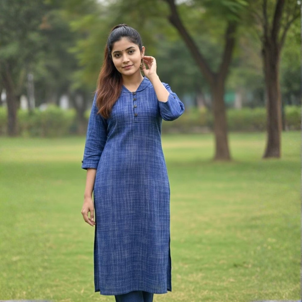 KURTI A-JH ELEGANCE BLUE BUTTON