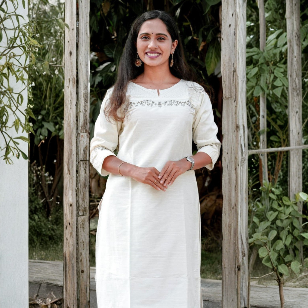 KURTI A-IB(with lining) PEARL WHITE KURTI