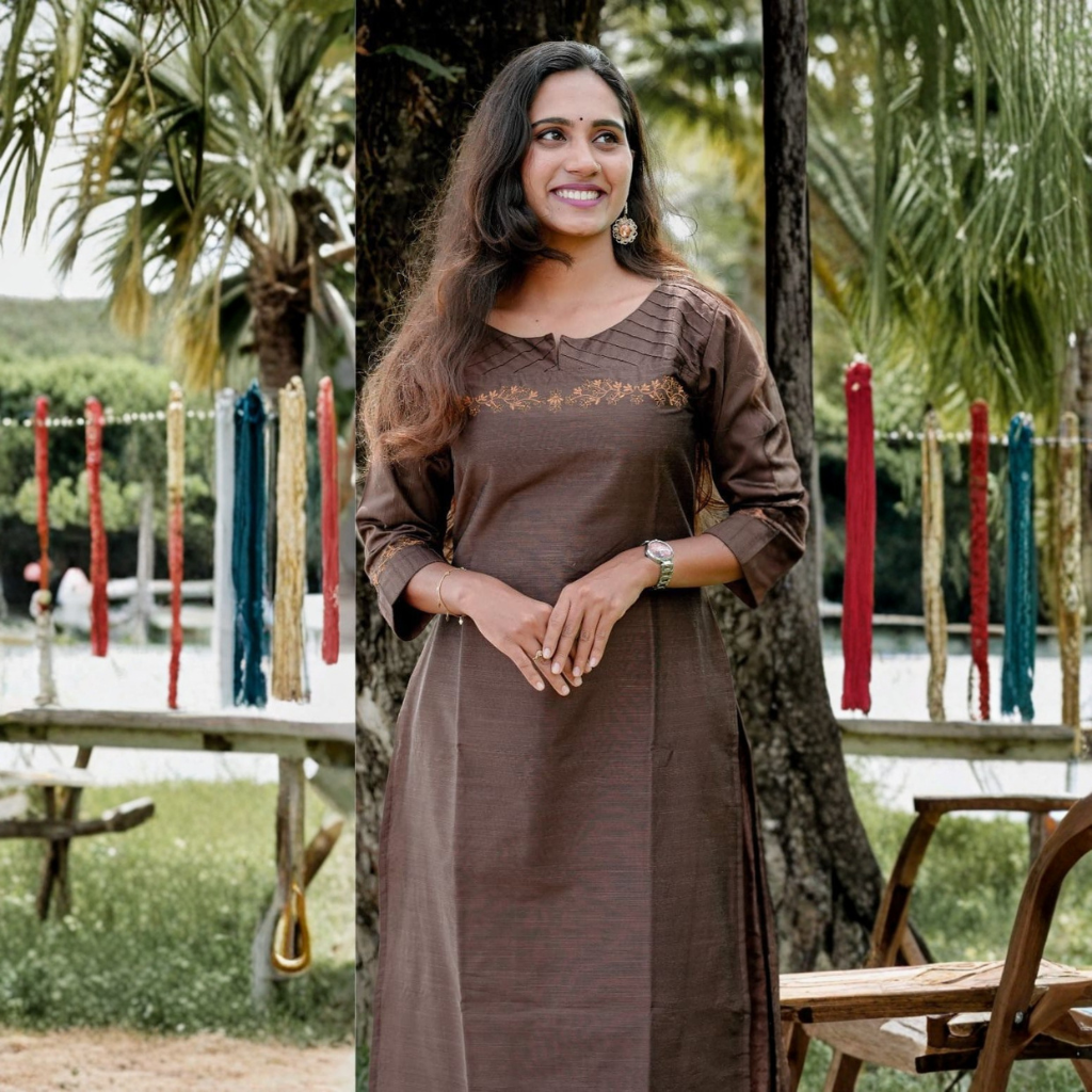 KURTI A-IB(with lining) COFFEE LEAF KURTI