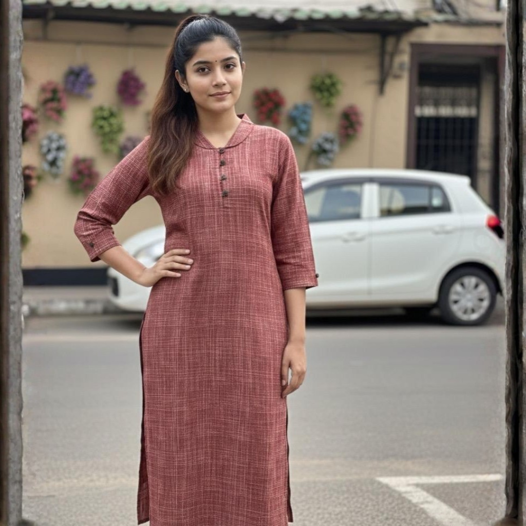 REDDISH BROWN KURTI ( WITH LINING )