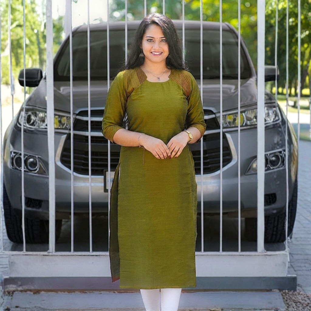 A-HC(with lining) GREEN MEADOW KURTI