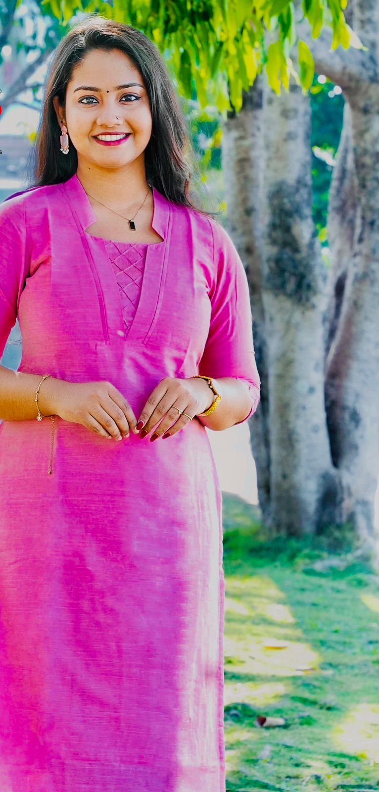 KURTI A-JE(with lining) CRISS CROSS ROSE