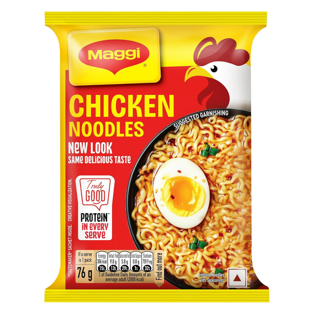 MAGGI 2-Minute Chicken Instant Noodles with Great Taste & Aroma, Protein in Every Serve, Ready to Cook Noodles, 71g/76g