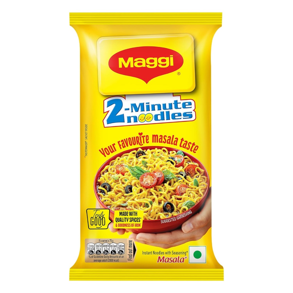 MAGGI 2-Minute Instant Noodles, Favourite Masala Taste, Masala Noodles With Goodness Of Iron, Made With Choicest Quality Spices, 150g Pouch