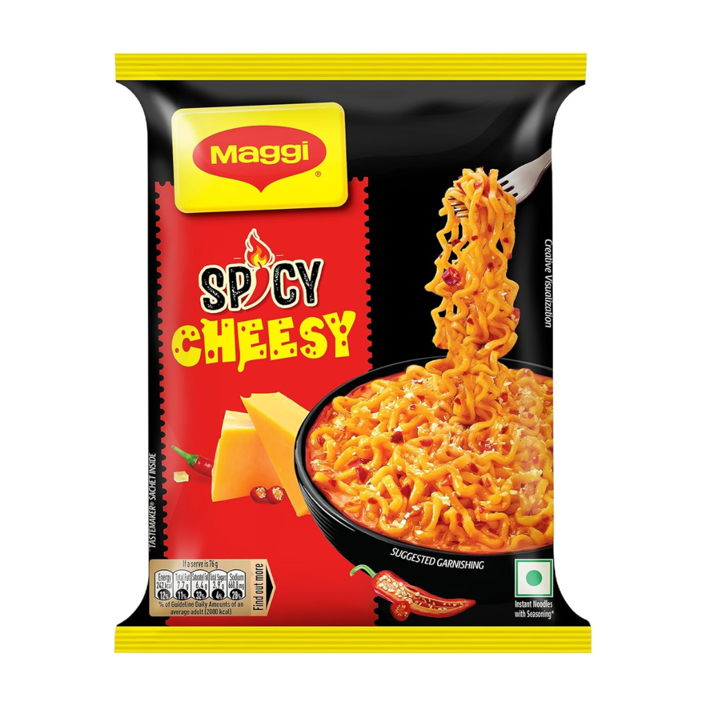 MAGGI Spicy Cheesy Instant Noodles with Seasoning | Yummy Cheese Meets MAGGI Noodles | 76g