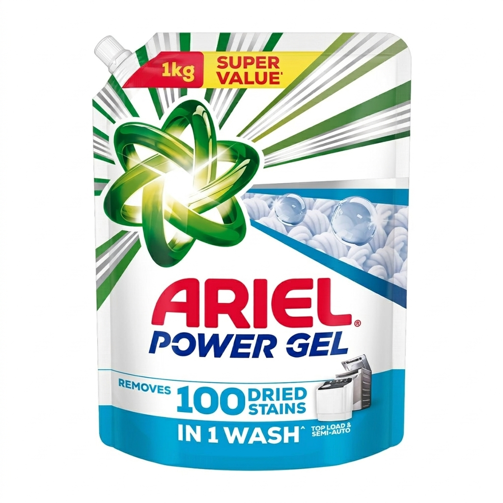 Ariel Power Gel Liquid Detergent for Front Load – 1Kg | Removes 100 Dried Stains in 1 Wash | Faster Dissolving | Long-Lasting Fragrance | Color Protection | At the price of Powders