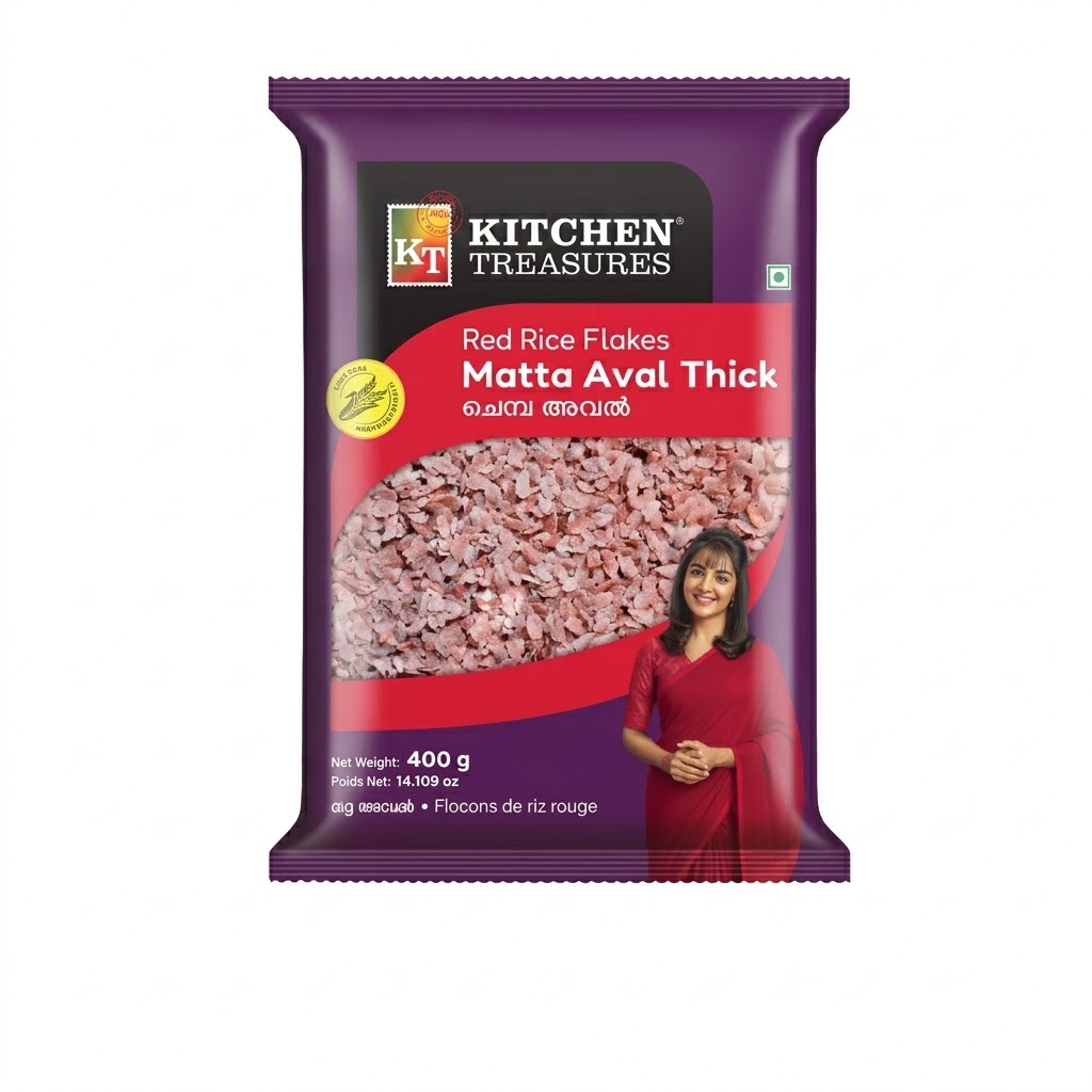 KITCHEN TREASURES RED RICE FLAKES THICK 400gm
