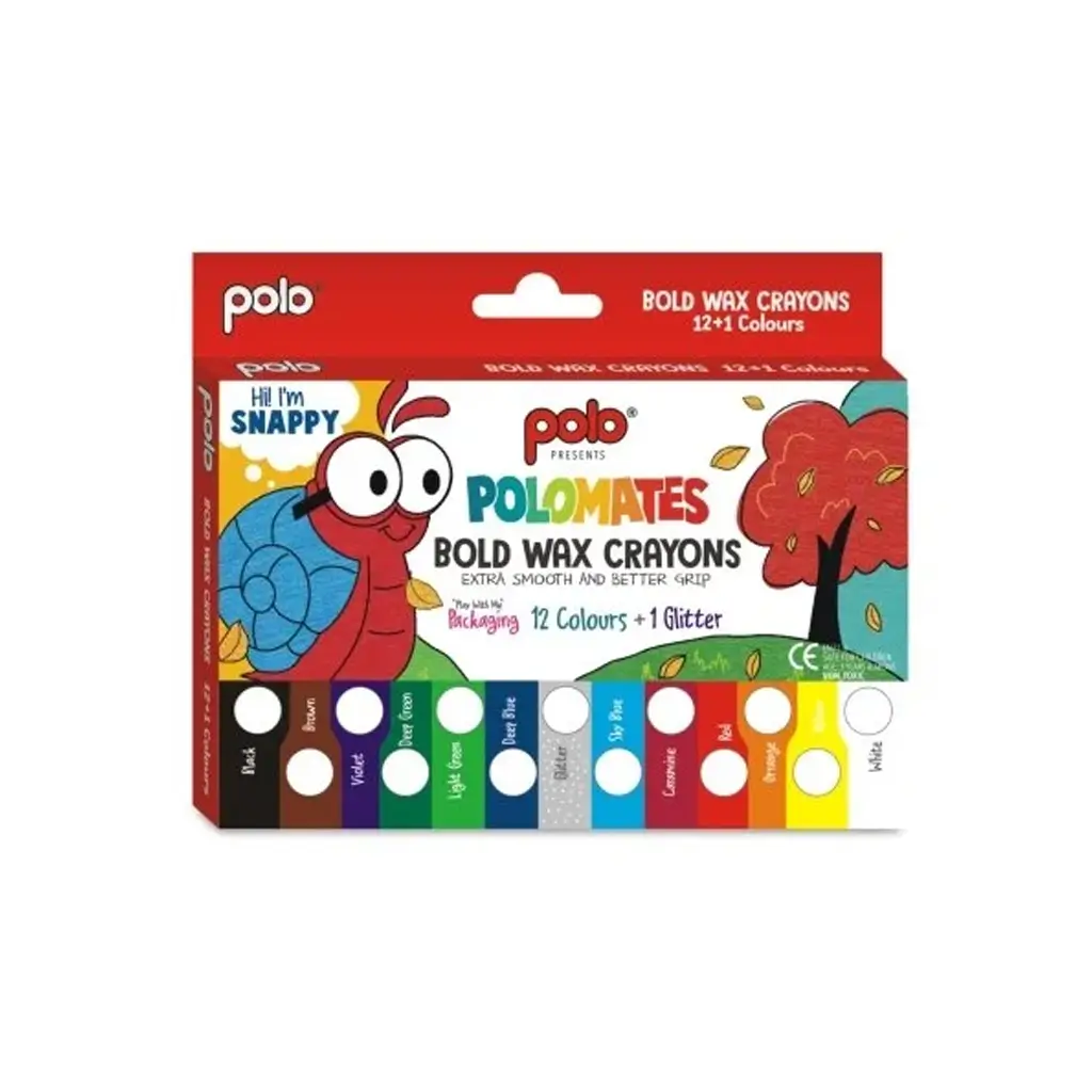 High Range Marketing Polo Wax Crayons Bold 12+1 Colours