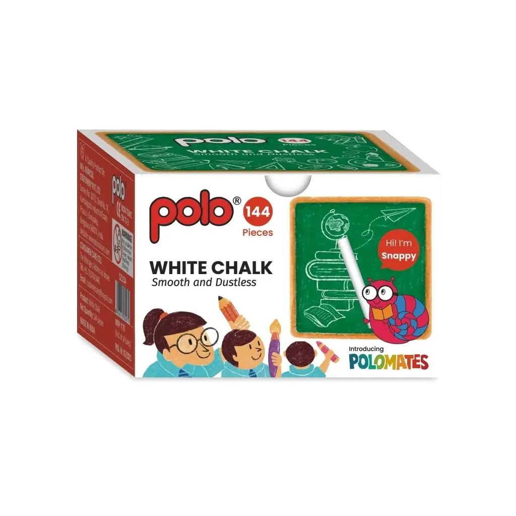 High Range Marketing Polo White Dustless Chalk 144 Pcs 144Pcs