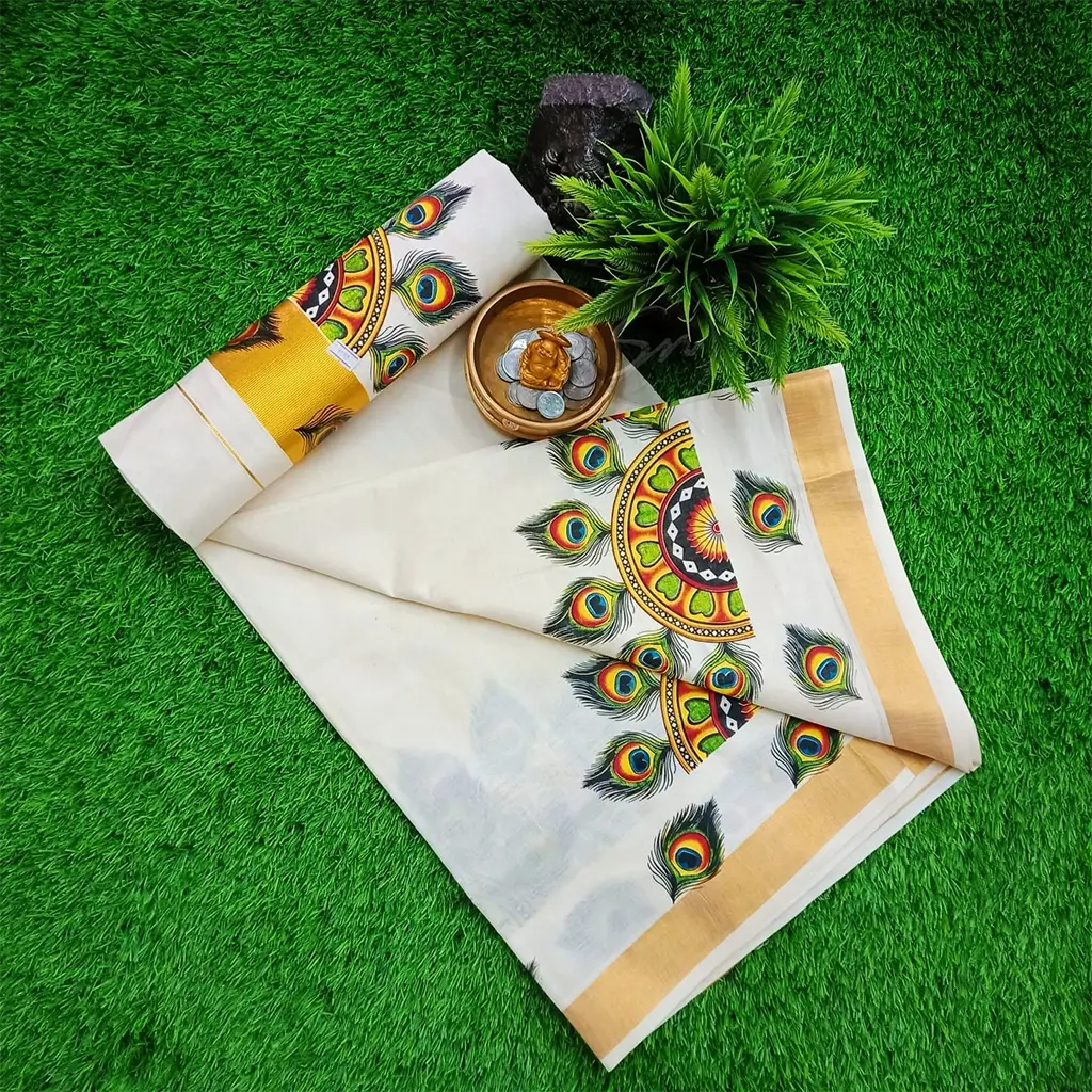 Buy COTTON SAREE WITH MURAL PRINT Online